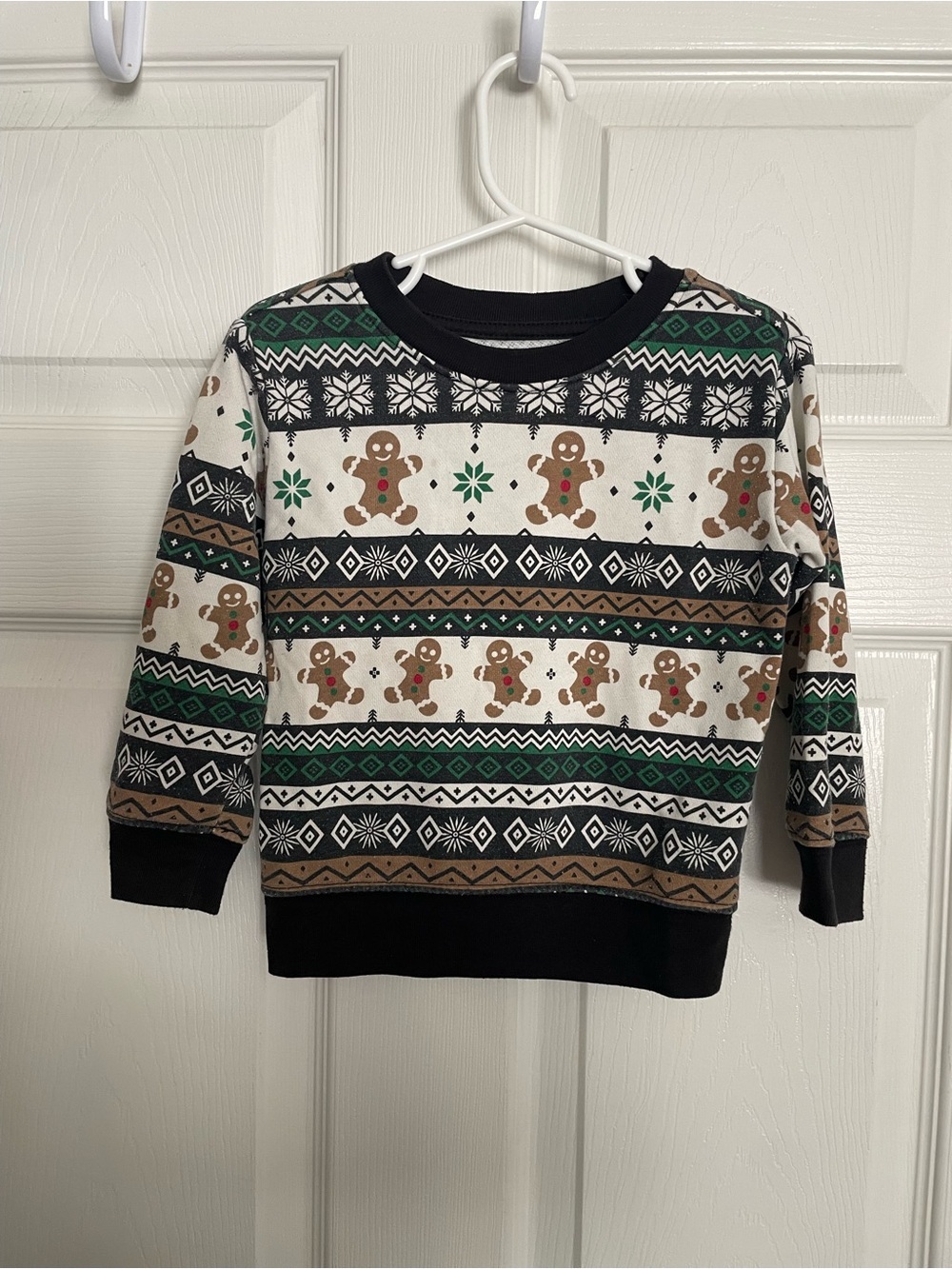 Holiday Time Boys' 2T Gingerbread Fair Isle Sweater - Cream & Green